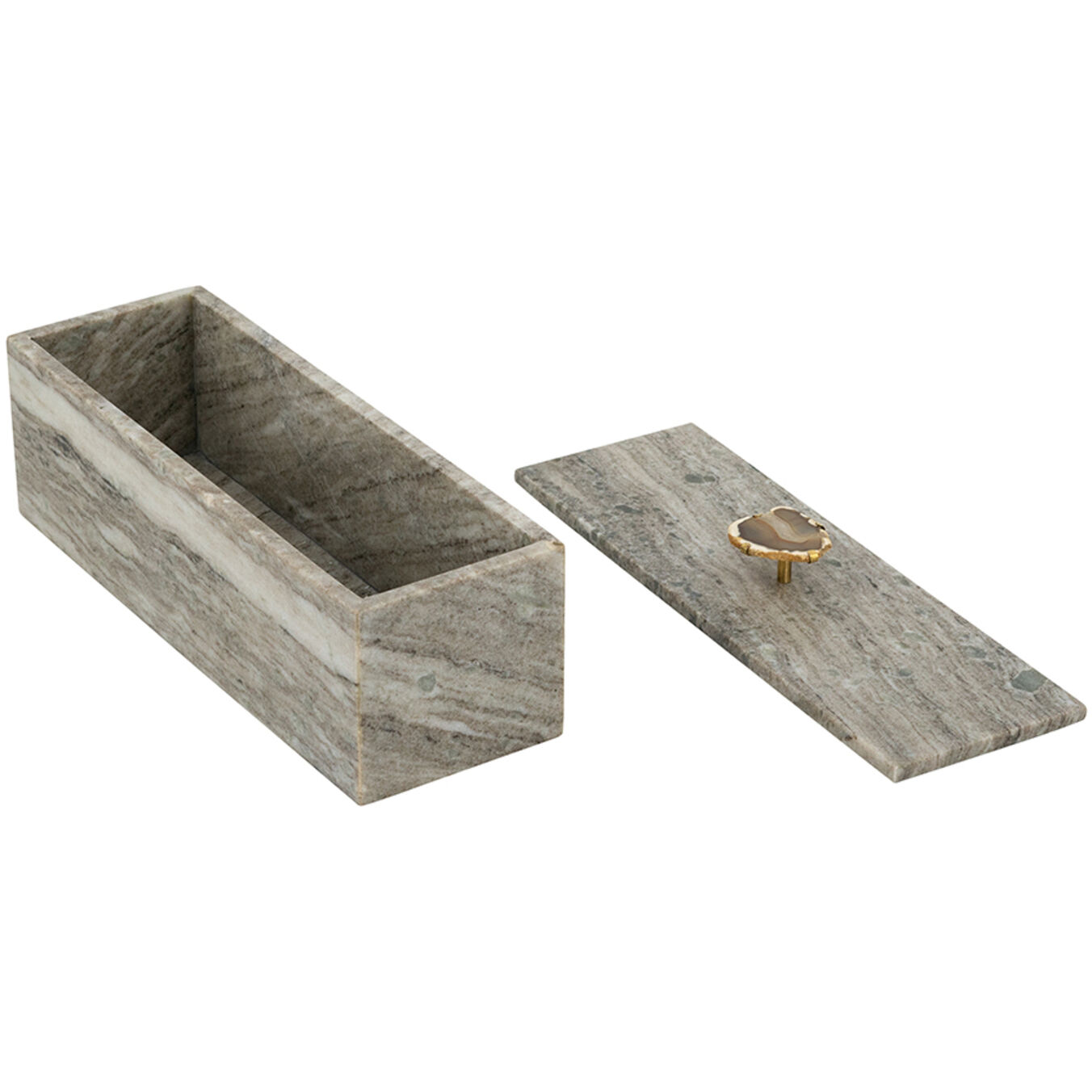 Anita 15 inch Gray and Brass Decorative Storage Box