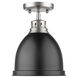 Duncan 1 Light 9 inch Pewter Flush Mount Ceiling Light in Matte Black, Damp