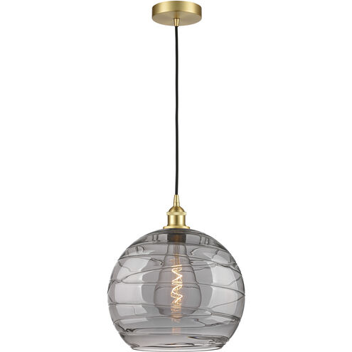 Edison Athens Deco Swirl 1 Light 13.75 inch Satin Gold Cord Hung Pendant Ceiling Light