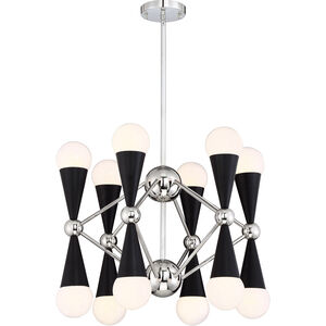 Crosby 12 Light 22 inch Polished Nickel and Matte Black Chandelier Ceiling Light