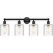 Edison Cobbleskill 4 Light 32 inch Matte Black Bath Vanity Light Wall Light in Deco Swirl Glass