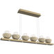 Cabochon LED 44 inch Gilded Brass with Travertine Stone Linear Chandelier Ceiling Light in 2700K LED, Opal White