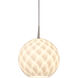 Sirena 1 Light 7.9 inch Chrome Pendant Ceiling Light in White Glass