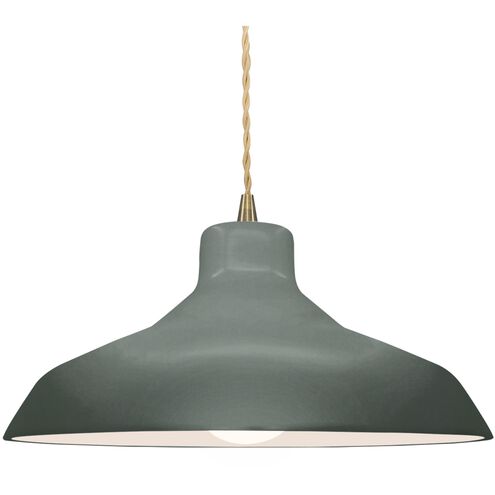 Radiance 1 Light 15.5 inch Pewter Green and Antique Brass Pendant Ceiling Light