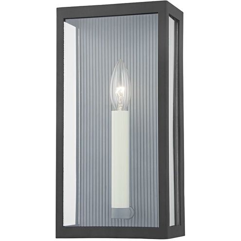 Vail Outdoor Wall Sconce in Textured Black/Weathered Zinc