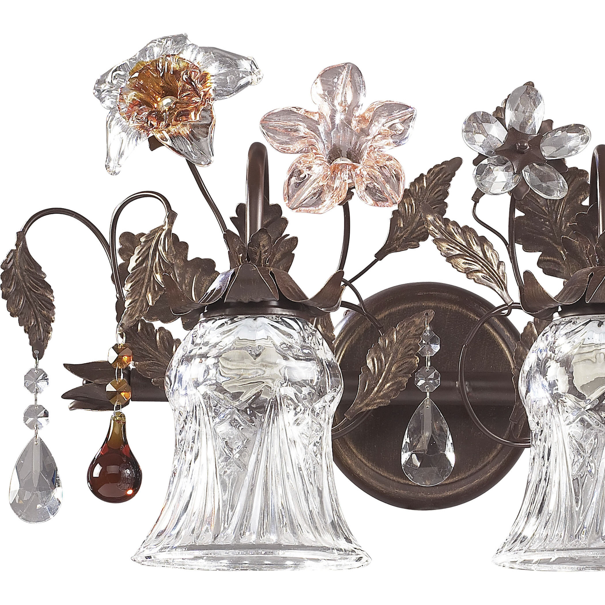 Cristallo Fiore 2 Light 18 inch Deep Rust Vanity Light Wall Light