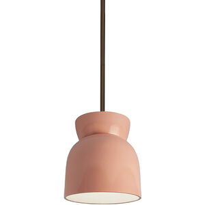 Radiance Collection 1 Light 8 inch Gloss Blush with Dark Bronze Pendant Ceiling Light