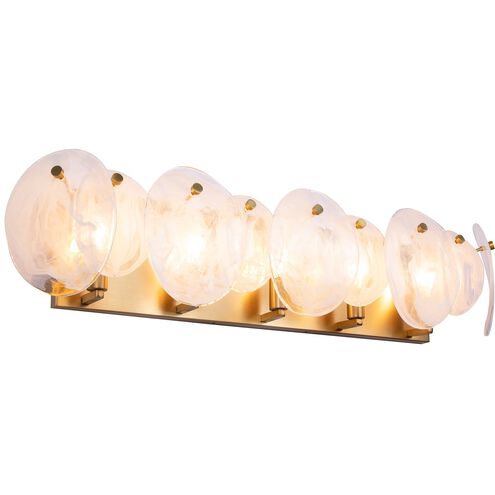 Lily 5 Light 34.64 inch Brushed Brass Bathroom Vanity Wall Light