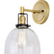 Nob Hill 1 Light 7 inch Satin Brass and Black Wall Sconce Wall Light