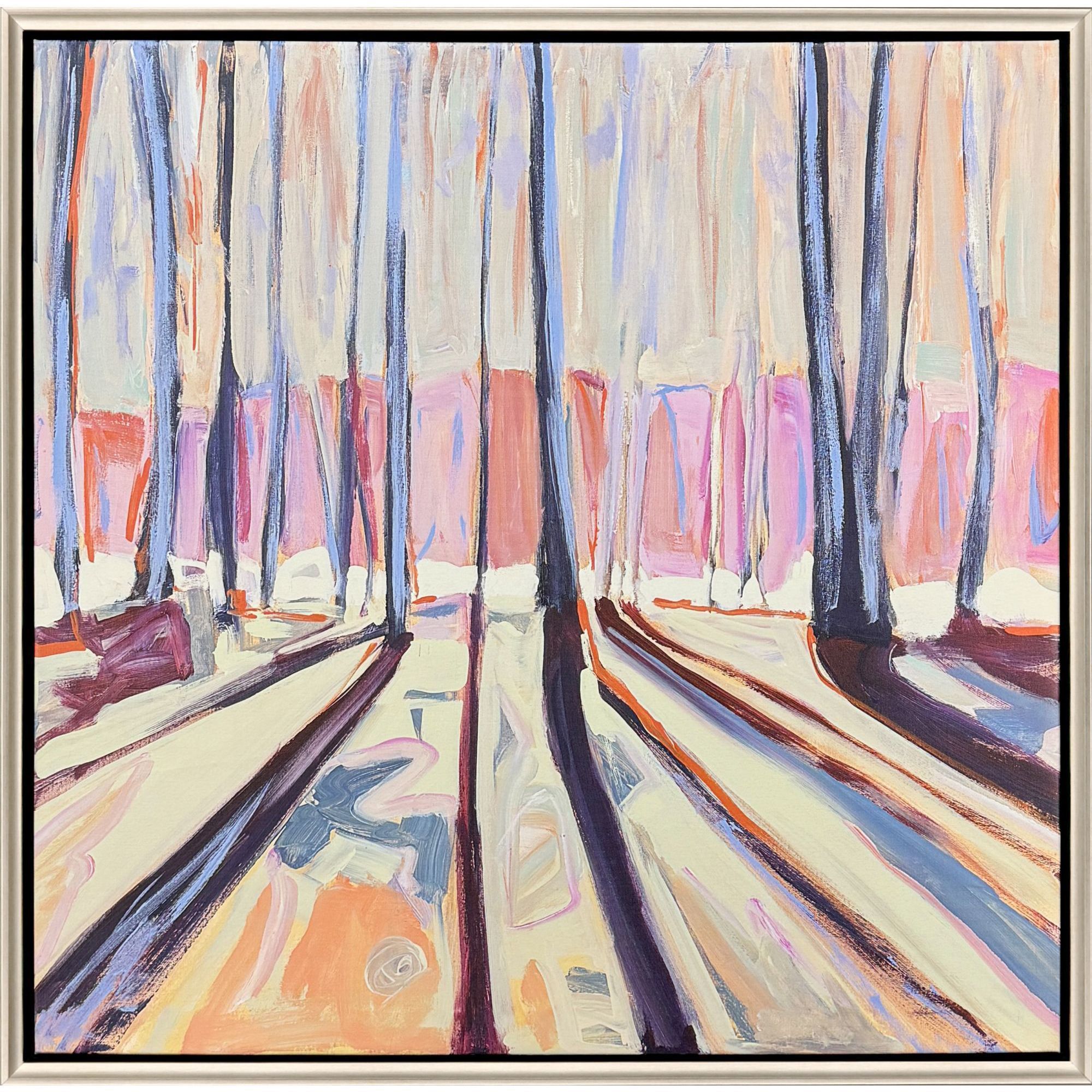 Woodland Reflections Pink and Orange and Red and Blue Canvas