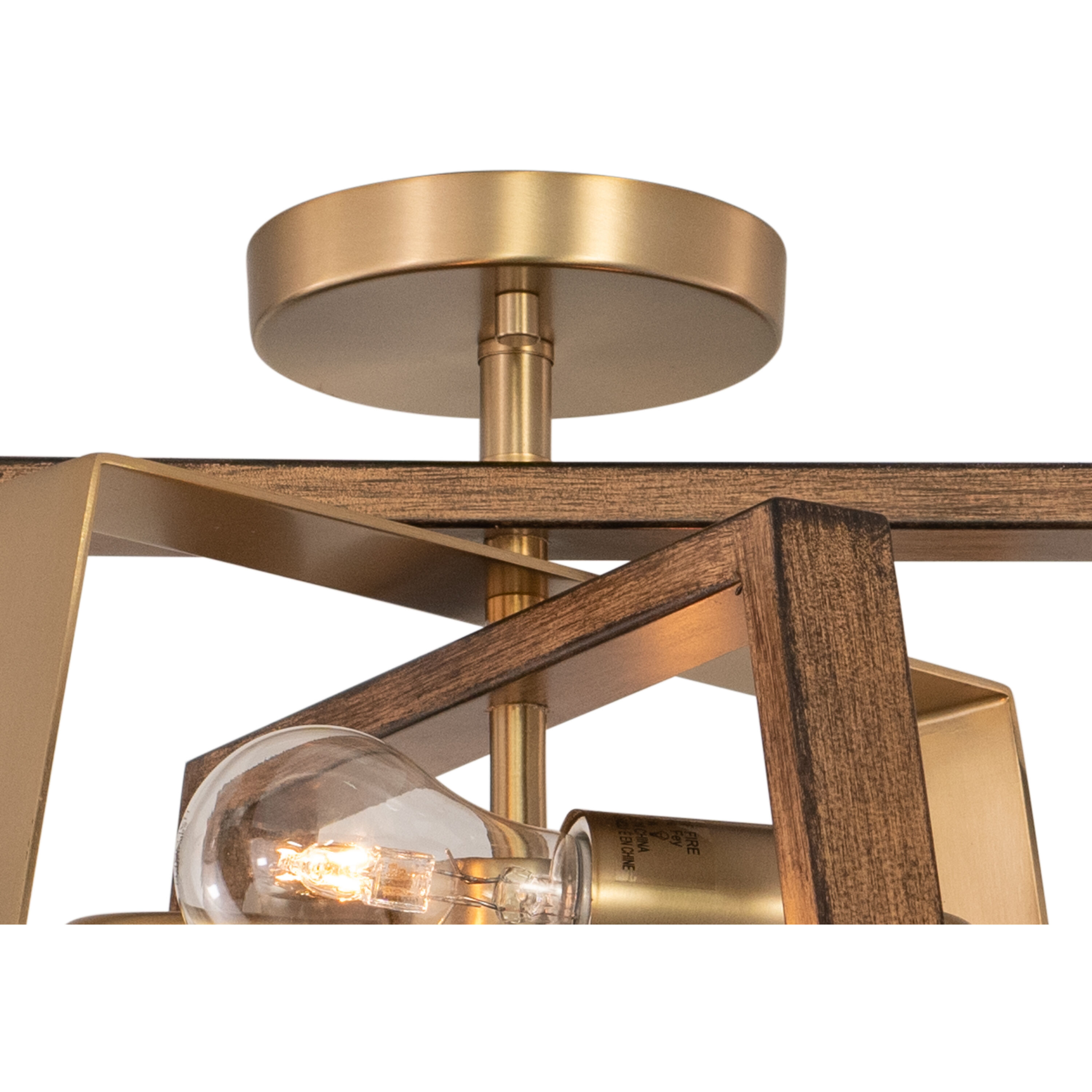 Dunning LED 16 inch Natural Brass and Burnished Chestnut Semi-Flush Mount Ceiling Light