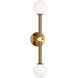 Matteo Lighting Stellar 2 Light 5 inch Aged Gold Brass Wall Sconce Wall Light in Aged Gold Brass and Opal Glass W75322AGOP - Open Box