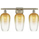 Ballston Brookhaven Flute 3 Light 27 inch Antique Brass Bath Vanity Light Wall Light in Amber Glass