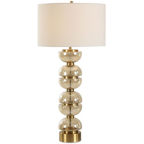 Assemble 35 inch 150.00 watt Amber Glass and Brass Table Lamp Portable Light