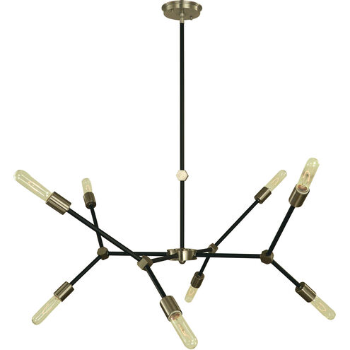 Kinetic 8 Light 36 inch Antique Brass and Matte Black Dining Chandelier Ceiling Light