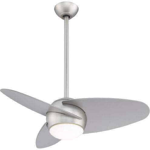 Slant 36 inch Brushed Steel with Silver Blades Ceiling Fan