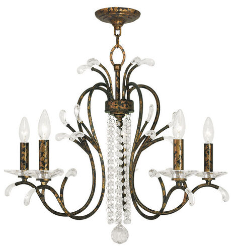 Serafina 5 Light 26 inch Hand Applied Venetian Golden Bronze Chandelier Ceiling Light