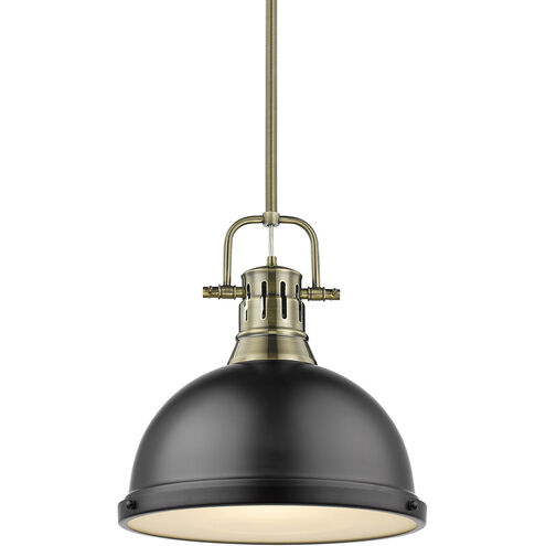 Duncan 1 Light 14 inch Aged Brass Pendant Ceiling Light in Matte Black, Large