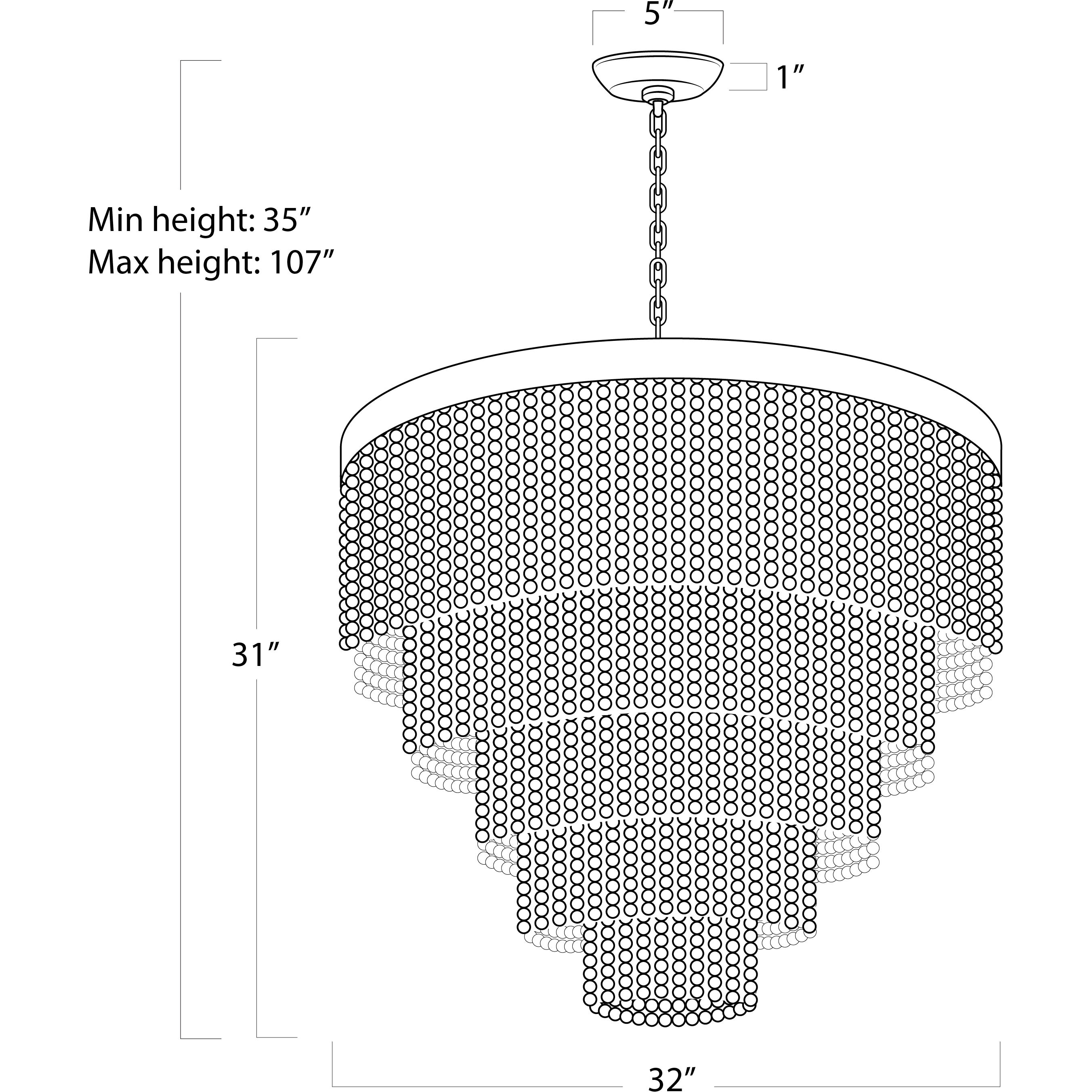 Waterfall 13 Light 32 inch White Chandelier Ceiling Light