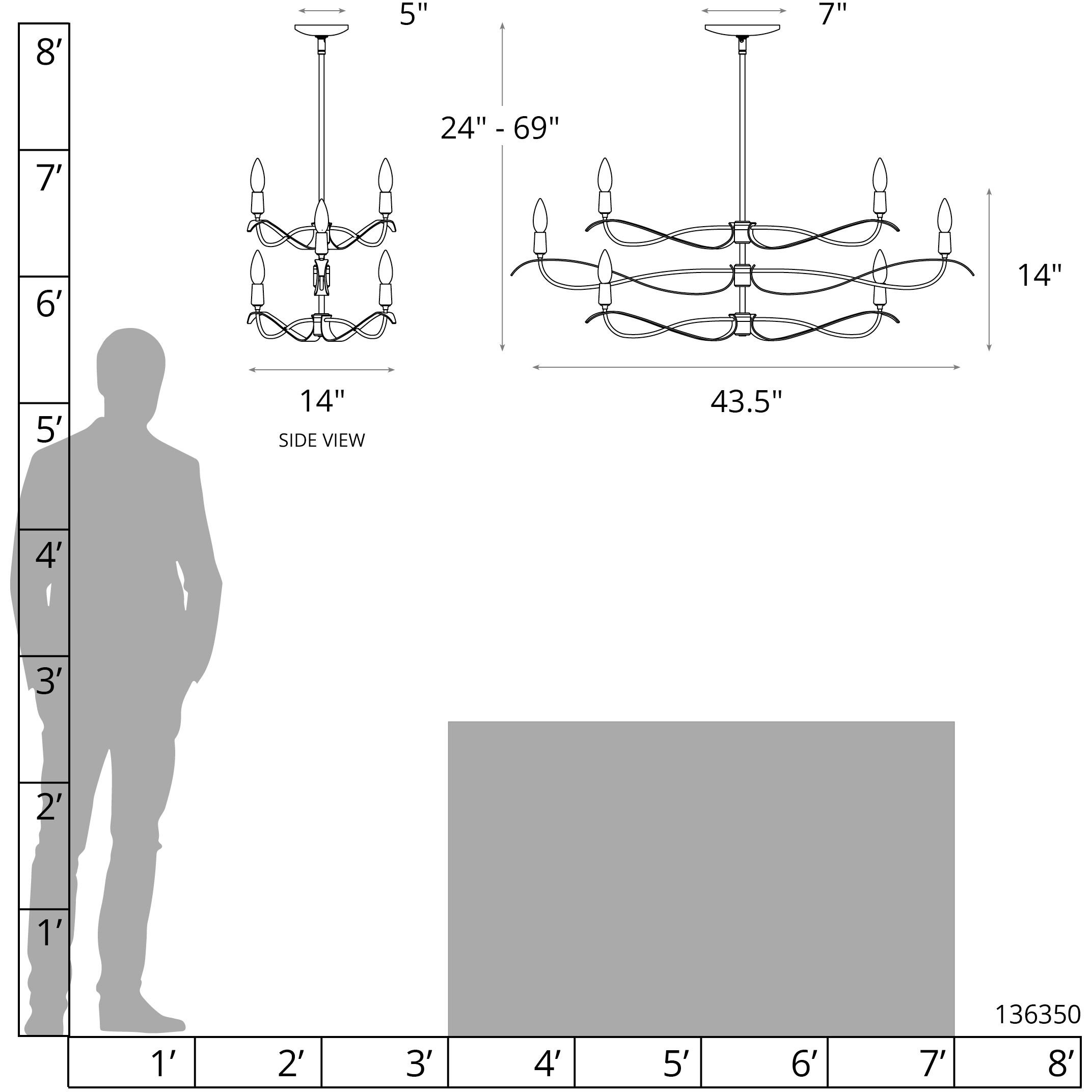 Willow 6 Light 43.5 inch Soft Gold Chandelier Ceiling Light, Small