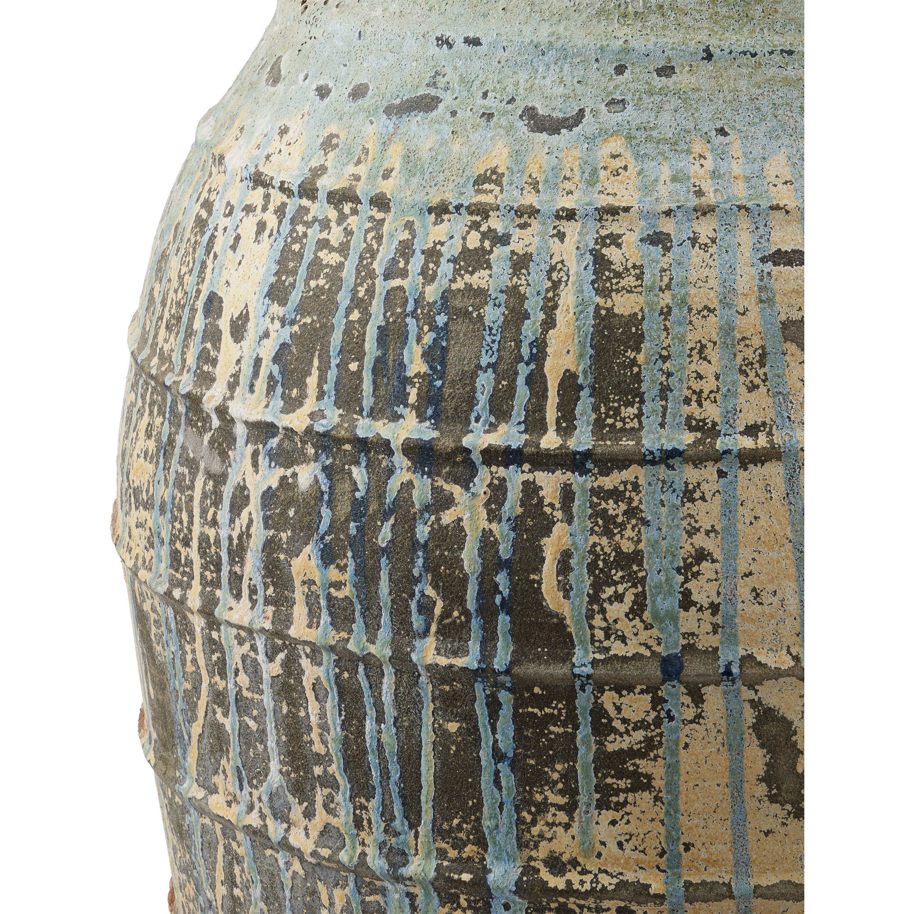 Ragusa Antique White/Blue Drip Outdoor Urn, Large