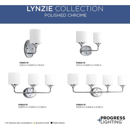 Lynzie 2 Light 15 inch Polished Chrome Bath Vanity Wall Light