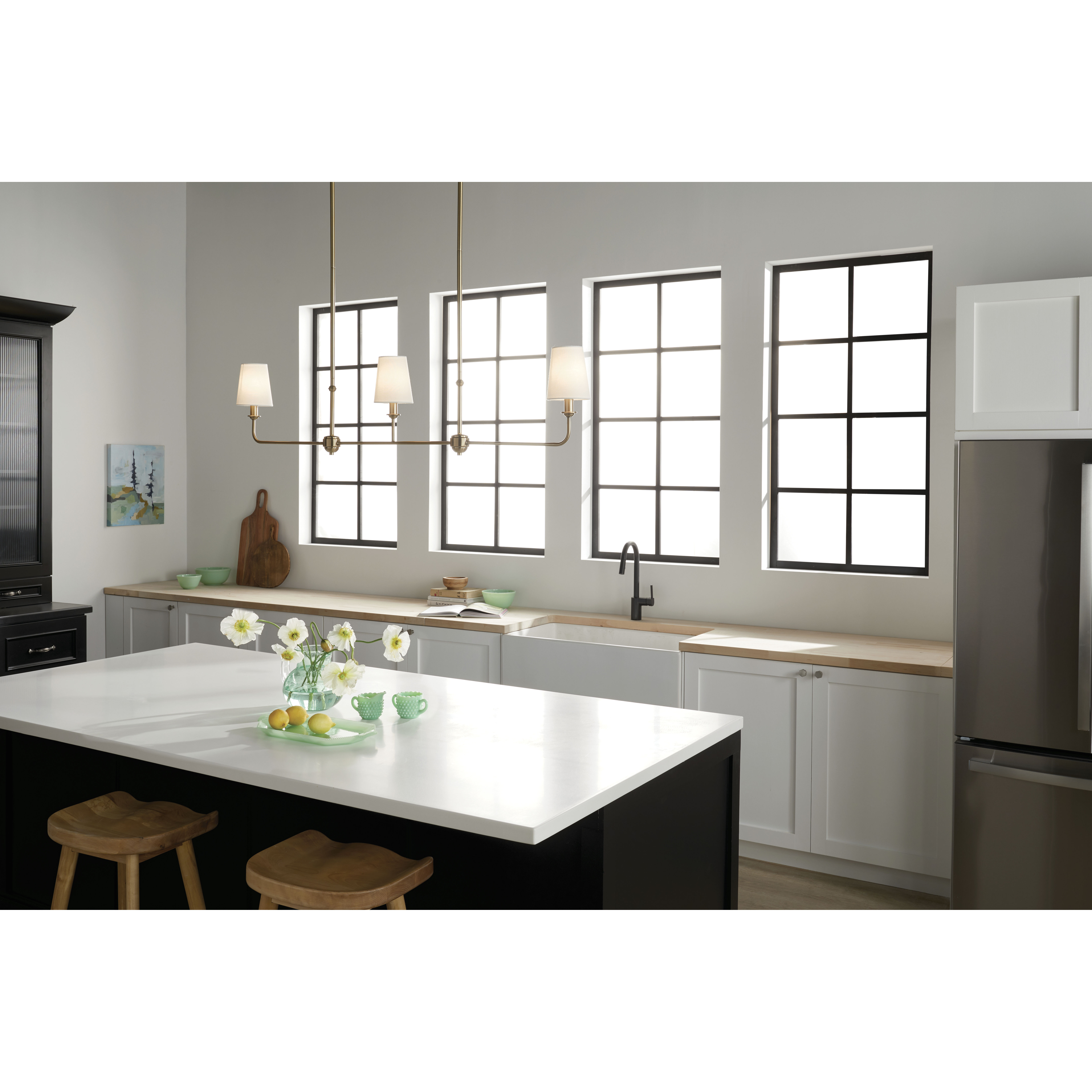 Pallas 3 Light 4.5 inch Brushed Natural Brass Chandelier Linear Ceiling Light