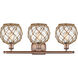 Ballston Farmhouse Rope LED 26 inch Antique Copper Bath Vanity Light Wall Light in Clear Glass with Brown Rope, Ballston
