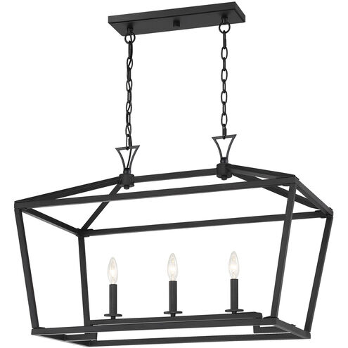 Townsend 3 Light 32 inch Matte Black Linear Chandelier Ceiling Light, Essentials