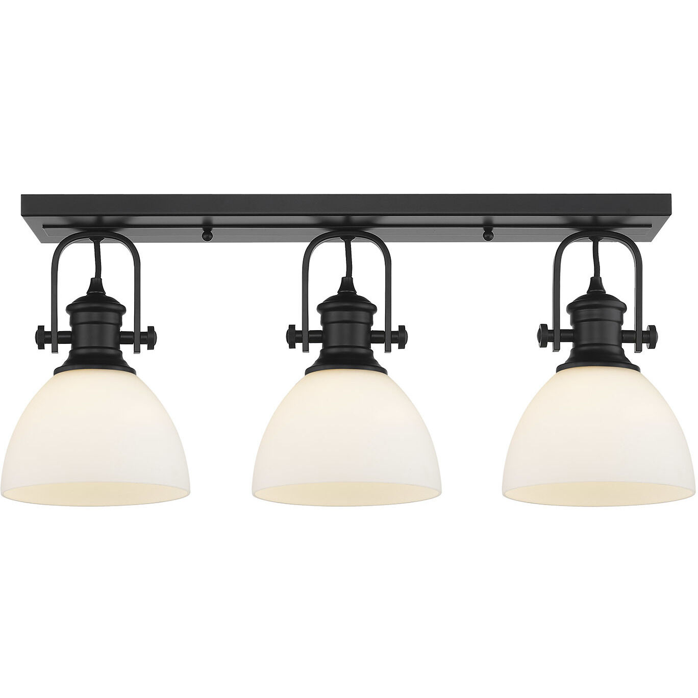 Yep Hines 3 Light 23.13 inch Matte Black Semi-Flush Mount Ceiling Light in Opal Glass, Damp