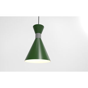 Mid Century 1 Light 12 inch Hunter Green and Flannel Gray Pendant Ceiling Light
