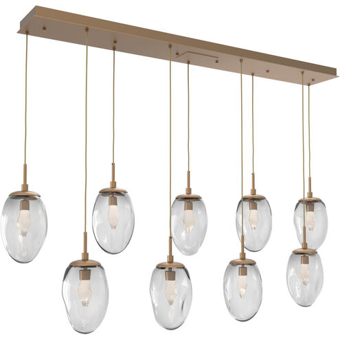 Meteo LED LED Novel Brass Linear Pendant Ceiling Light in 2700K LED, Geo Inner - Clear Outer, Multi-Pendant