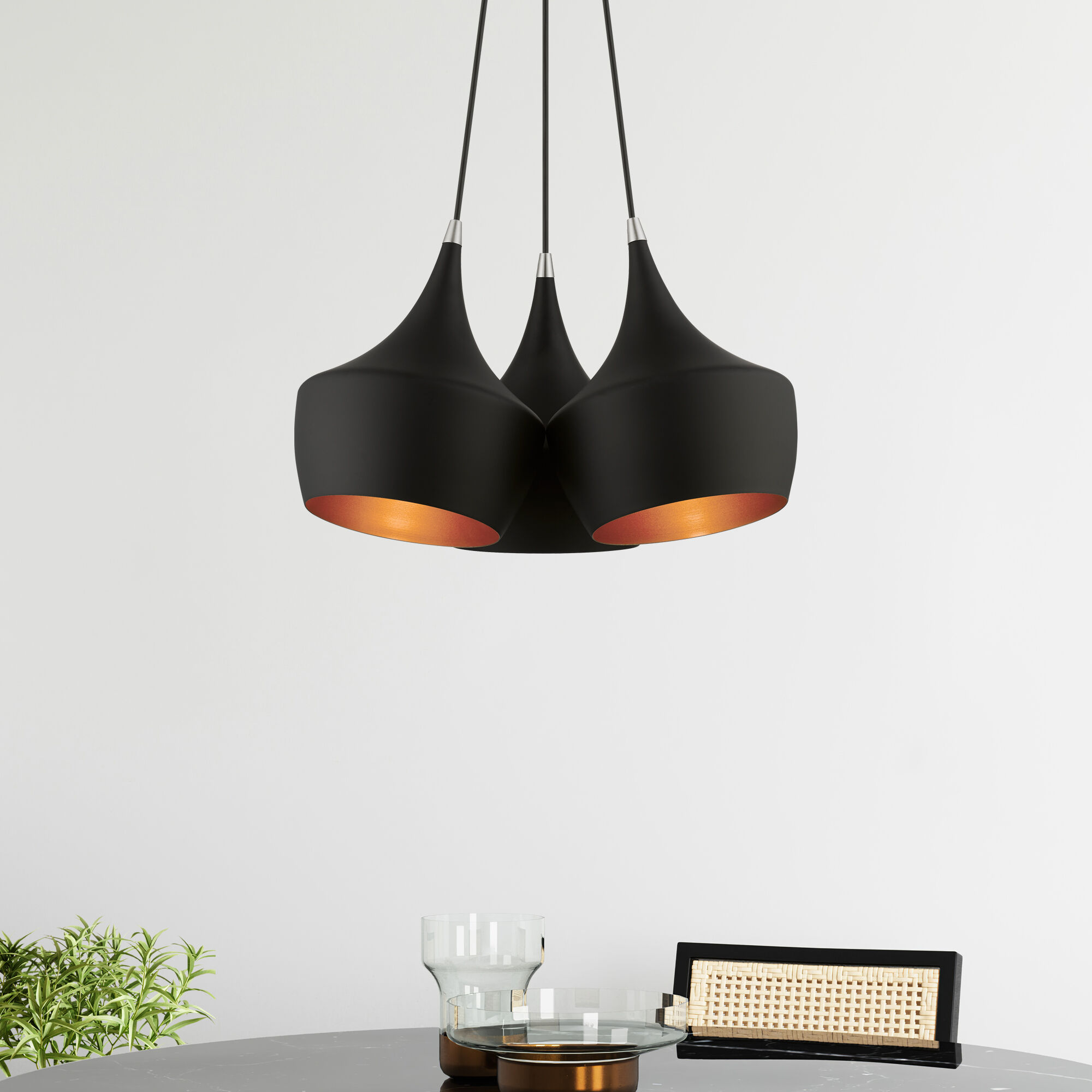 Waldorf 3 Light 20.5 inch Black Cluster Pendant Ceiling Light