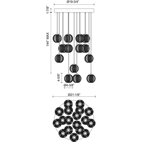 Marni LED 21.13 inch Polished Nickel Multi-Pendant Ceiling Light