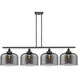 Ballston X-Large Bell LED 48 inch Matte Black Island Light Ceiling Light in Plated Smoke Glass, Ballston