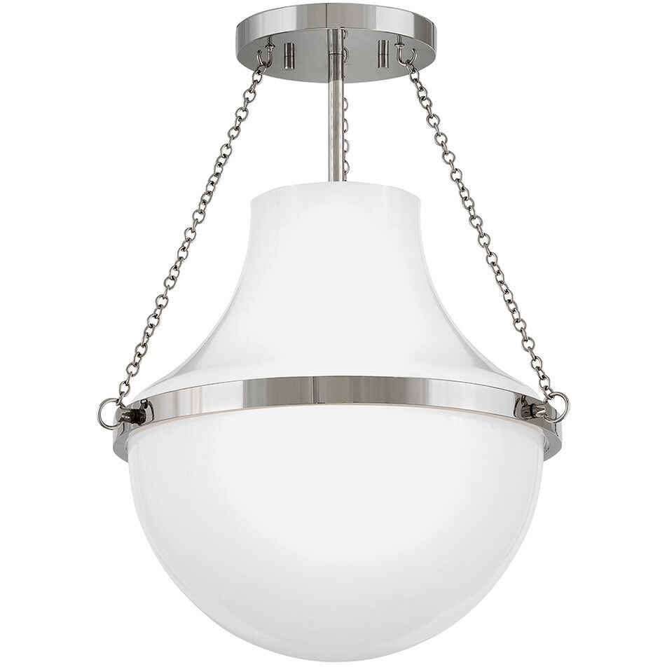 Collins 1 Light 15 inch Polished Nickel Semi-Flush Mount Ceiling Light, Medium