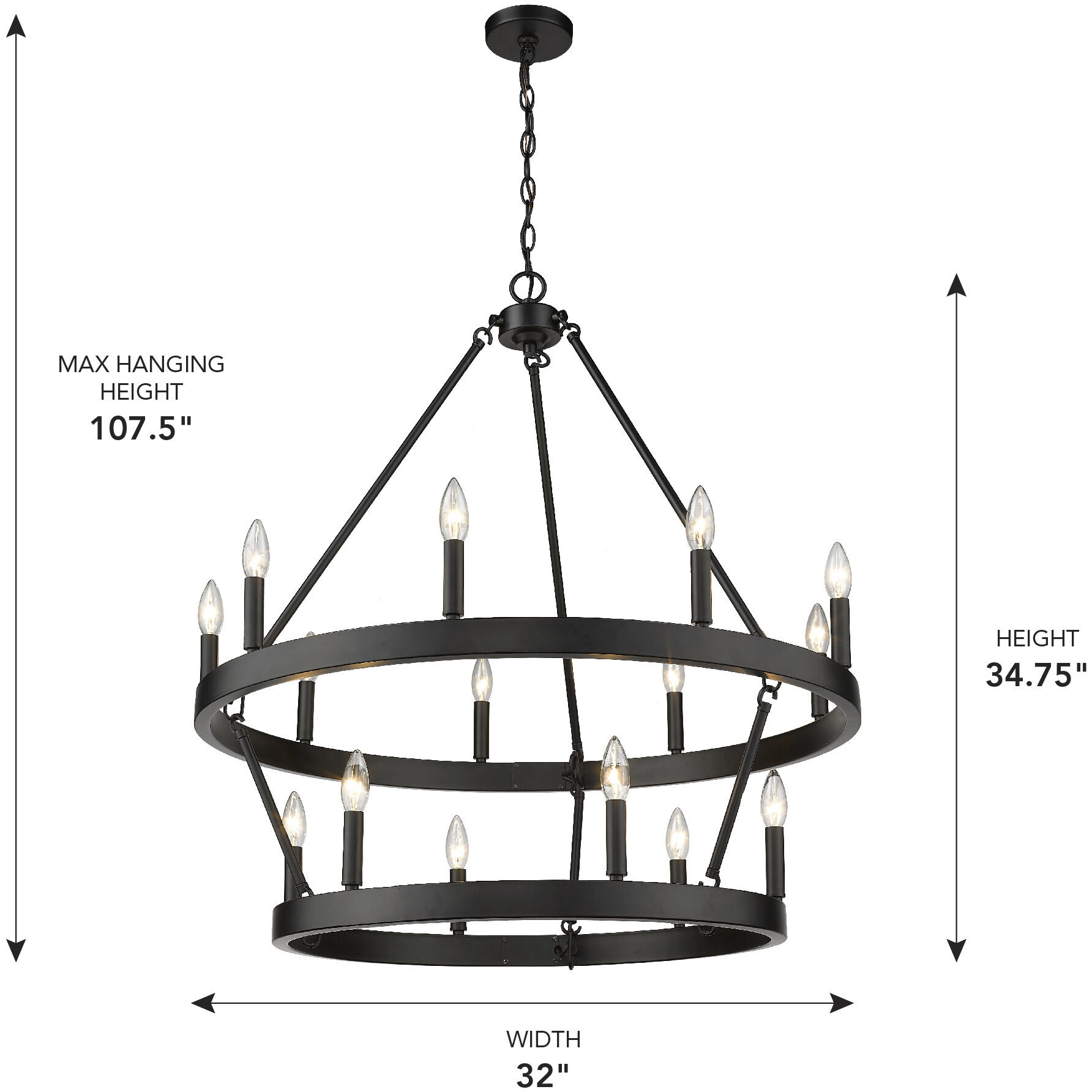 Alastair 15 Light 32 inch Matte Black Chandelier Ceiling Light