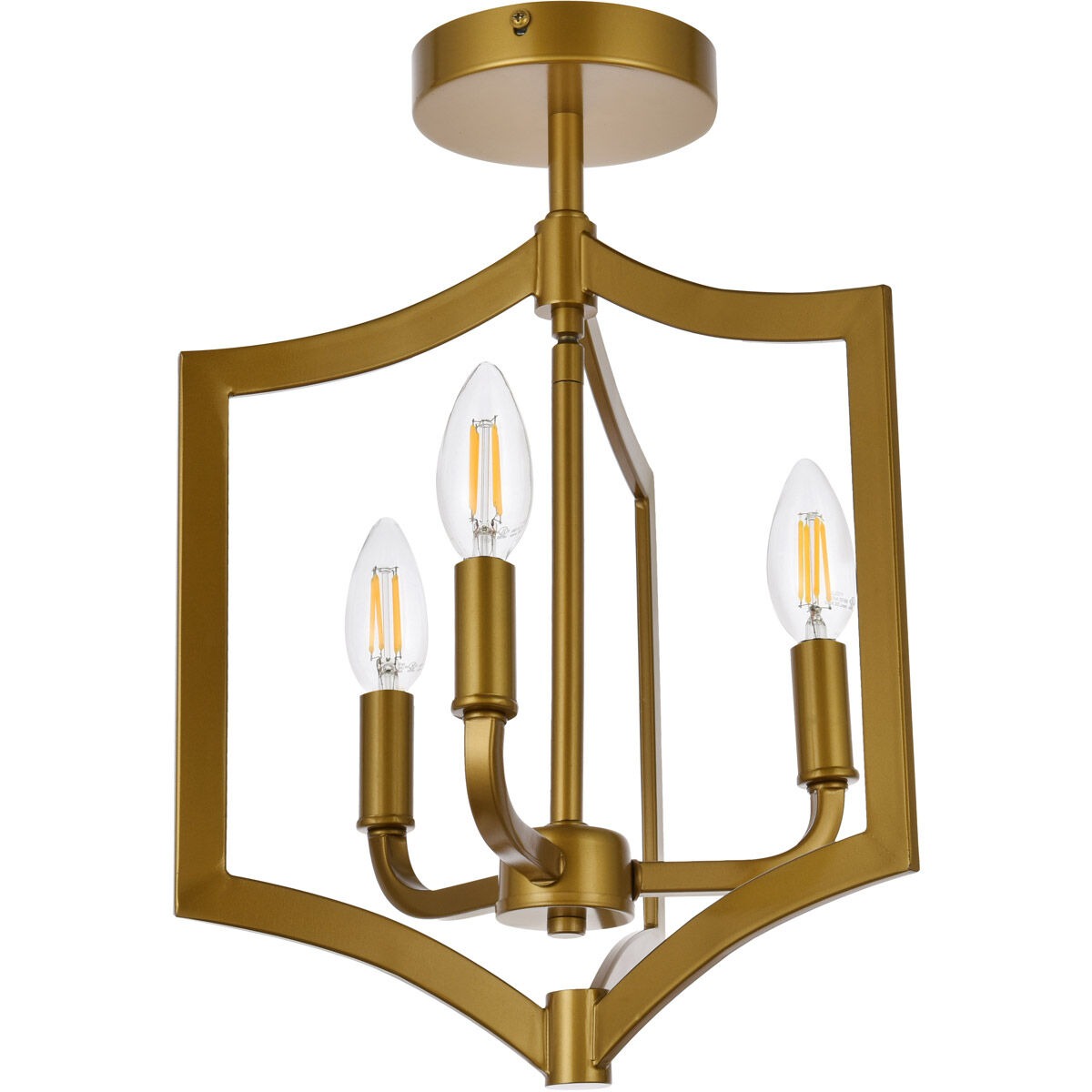 Kiera 3 Light 12 inch Brass Flush Mount Ceiling Light