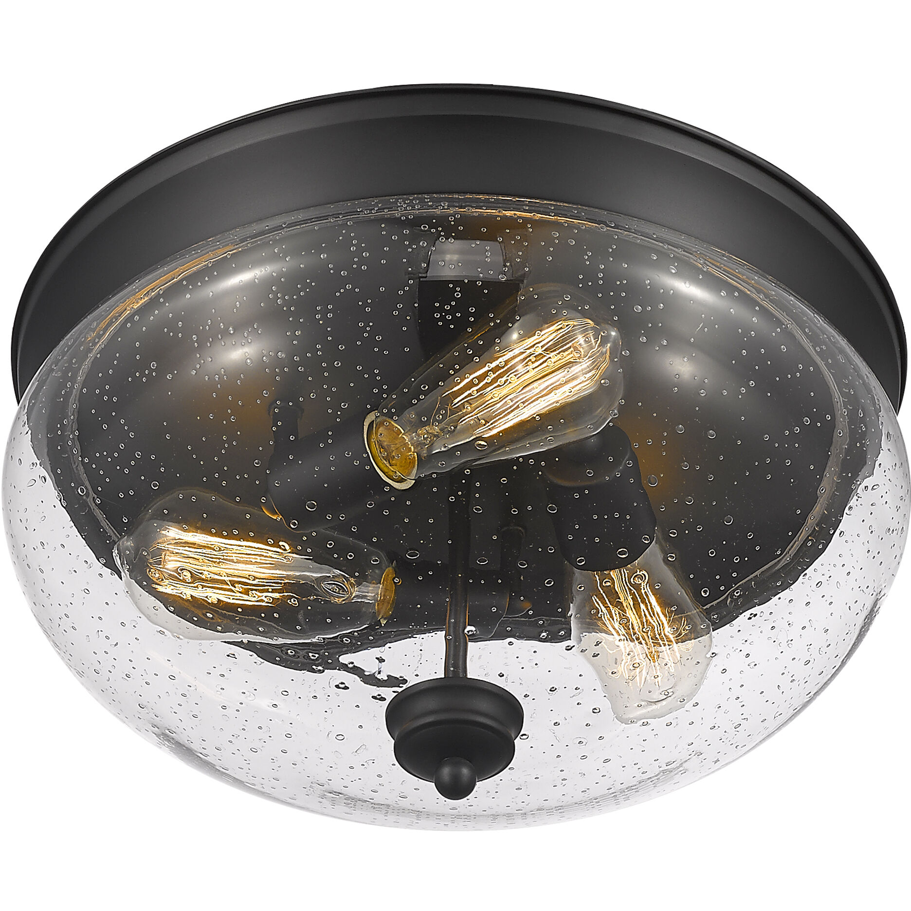 Amon 3 Light 15 inch Matte Black Flush Mount Ceiling Light in 6, Matte Opal Glass