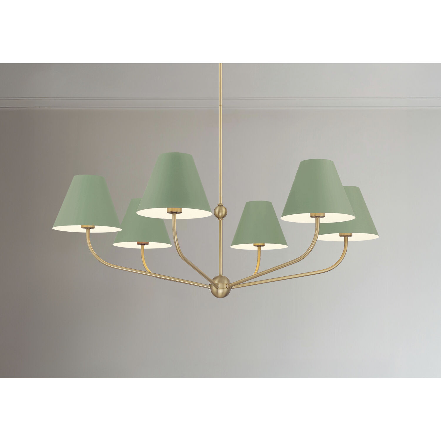 Xavier 6 Light 40 inch Vibrant Gold and Green Chandelier Ceiling Light