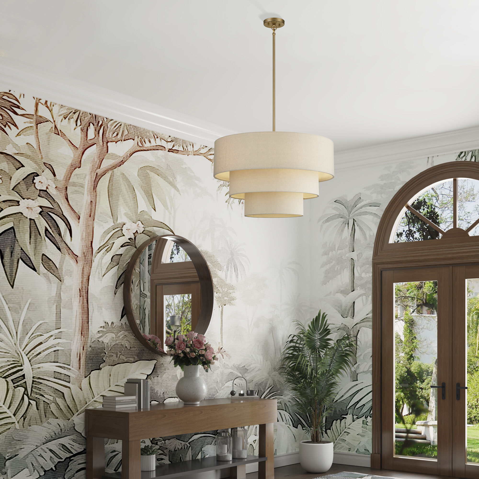 Bellingham 5 Light 28 inch Antique Gold Leaf Pendant Chandelier Ceiling Light, Medium