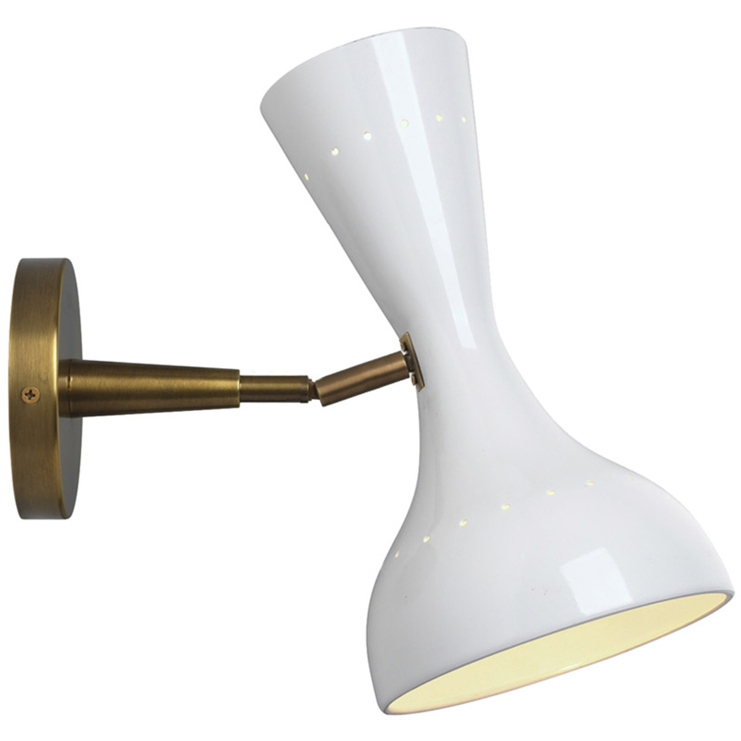 Pisa 2 Light 6 inch White Lacquer & Antique Brass Wall Sconce Wall Light in White Lacquer and Antique Brass