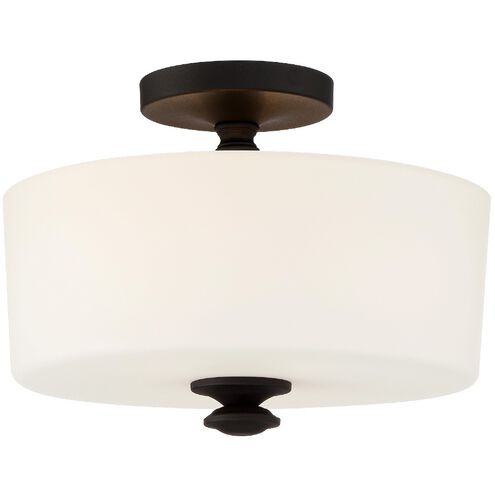Travis 2 Light 12.5 inch Black Forged Semi Flush Ceiling Light