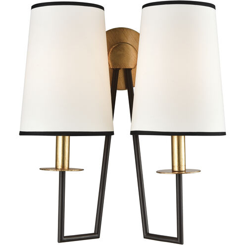 Nico 2 Light 14 inch Oil Rubbed Bronze with Aged Brass Sconce Wall Light