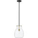 Bella 1 Light 12 inch Matte Black and Olde Brass Pendant Ceiling Light