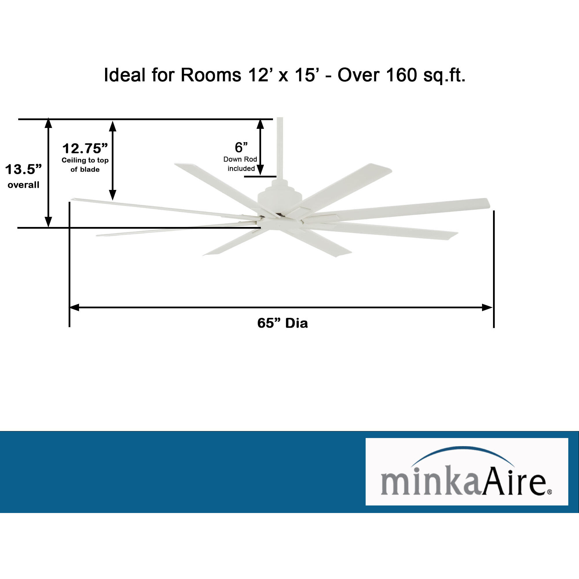 Xtreme H2O 65 inch Flat White Outdoor Ceiling Fan