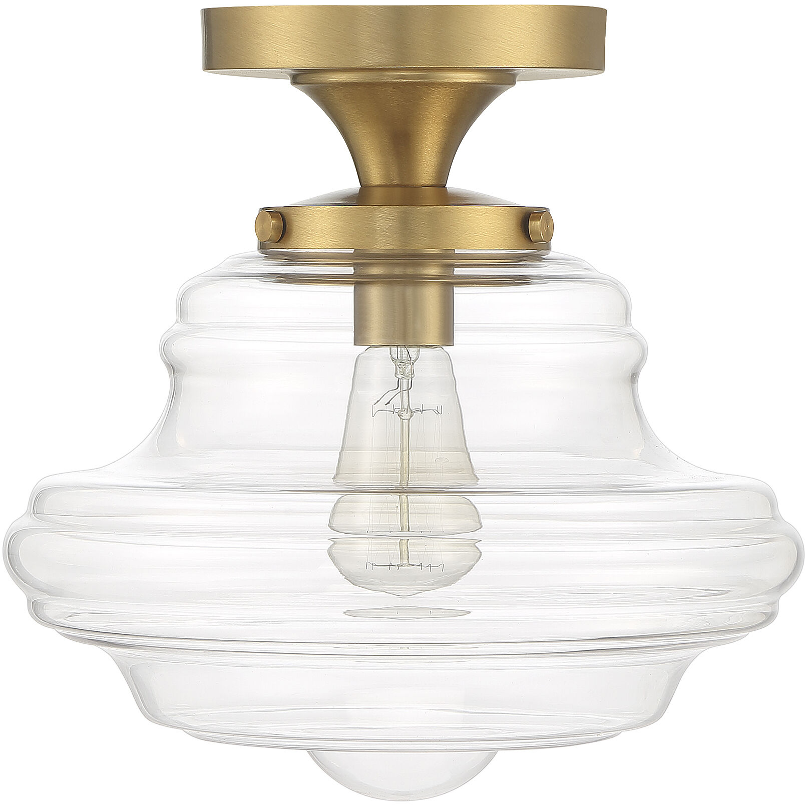 Vintage 1 Light 12 inch Natural Brass Semi-Flush Ceiling Light