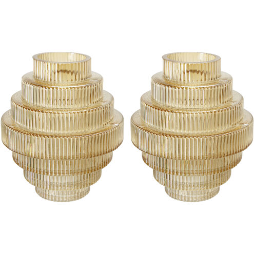 Ribbed Geometric 6.7 X 5.9 inch Vase in Amber