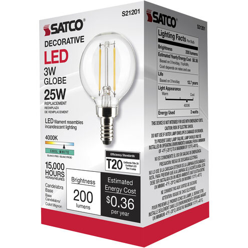 Lumos LED Candelabra Candelabra 3.00 watt 4000K LED Filament