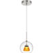 Double Glass LED 6 inch Frosted Yellow Mini Pendant Ceiling Light in Amber Frost, Clear